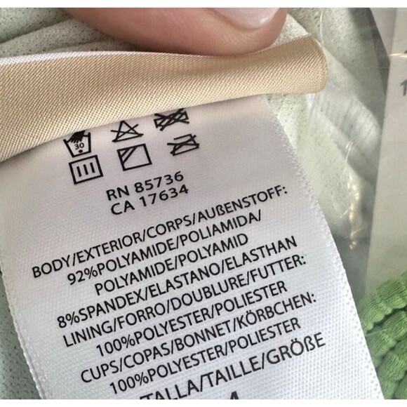 MICHAEL Michael Kors Women's Ribbed One-Shoulder Side-Cutout Swimsuit Green 6 - Picture 9 of 9